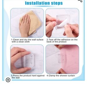 Yalikop Shower Curtain Clips Shower Splash Guard Holder Clear Adhesive Windproof